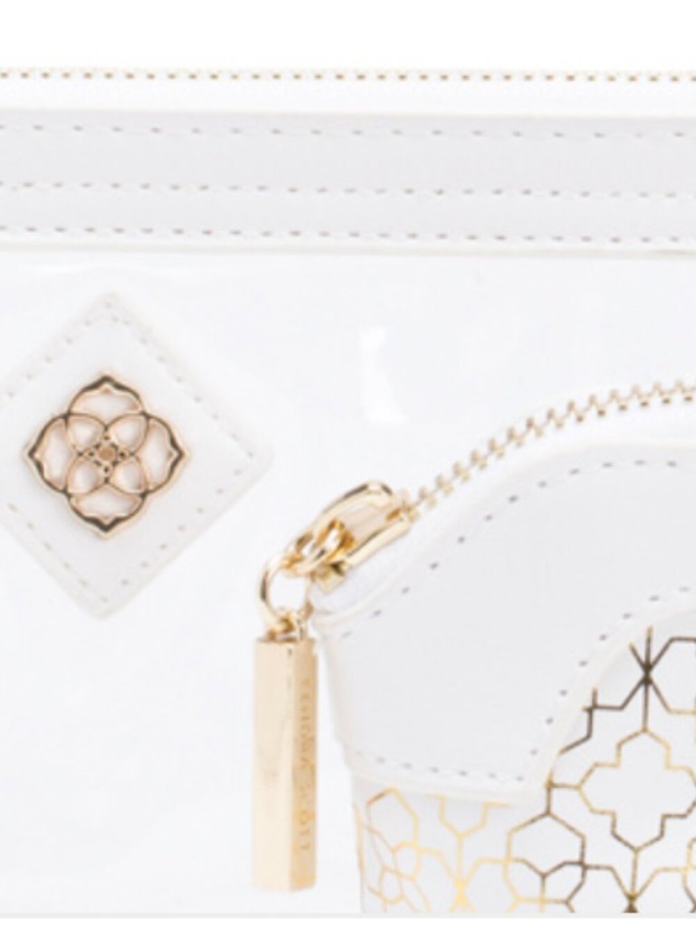NWT Kendra Scott 2Piece Cosmetic Bag Set in White/Gold Design - Picture 5 of 11